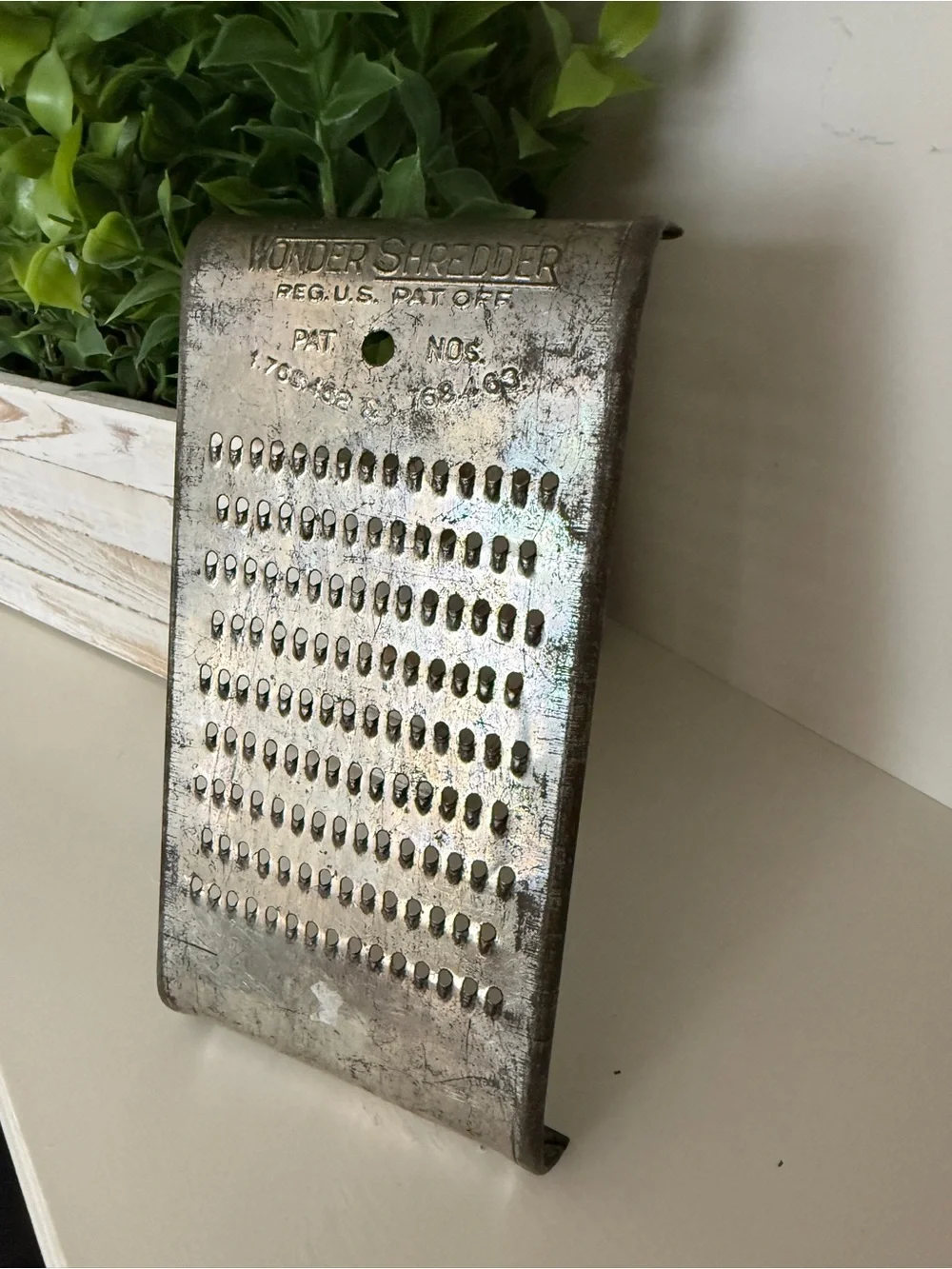 Antique 1930s Wonder Shredder Metal Food Grater Primitive Farmhouse Kitchen
